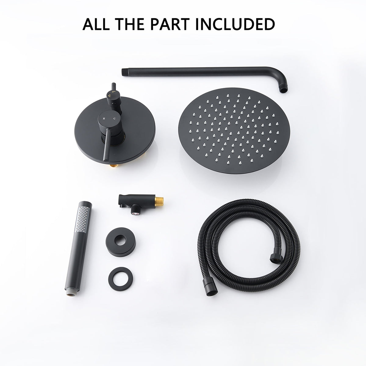 Elegant 10" Round Rain Shower Head And Handheld Set With Adjustable Tilt And Dual Modes