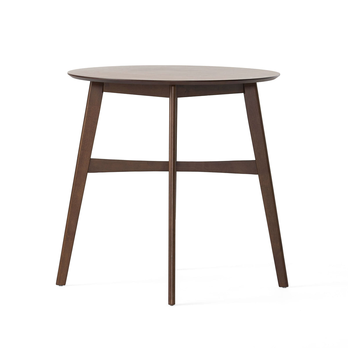 Round Counter Height Dining Table With Thick Rubberwood Legs And Support Beams - Walnut