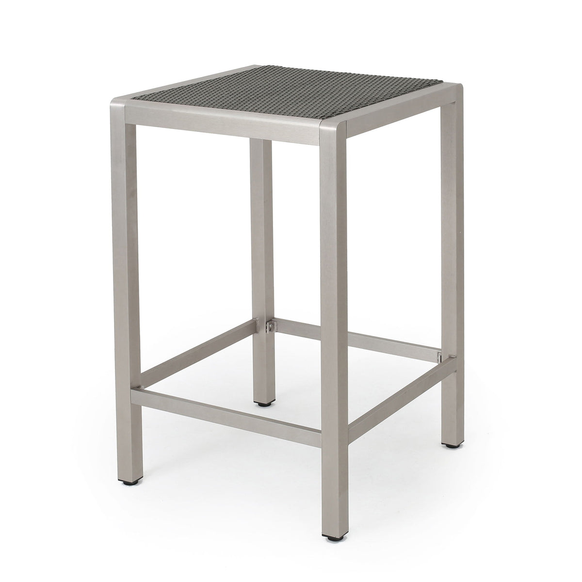 Outdoor 43" Aluminum Bar Table With Rattan Table Top - Gray