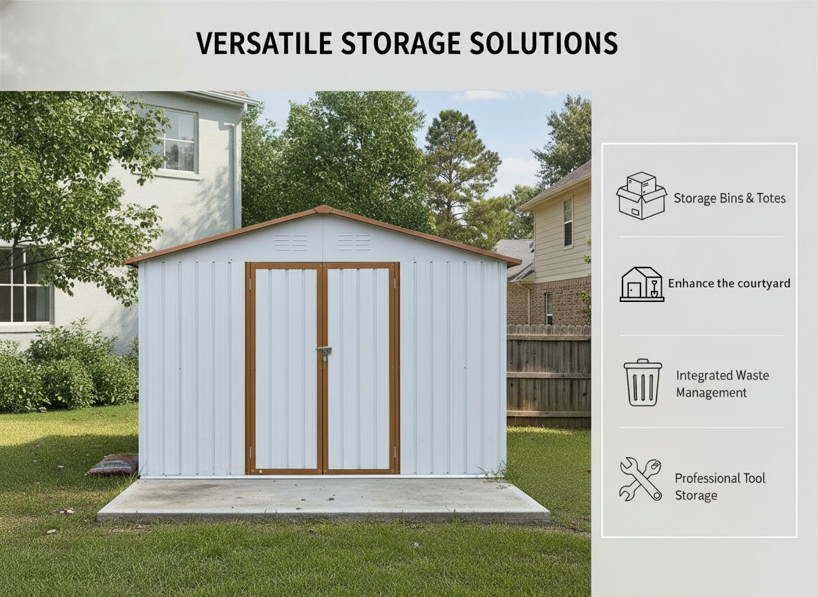Garden Shed Outdoor Storage Building Waterproof Metal Frame 10x12ft