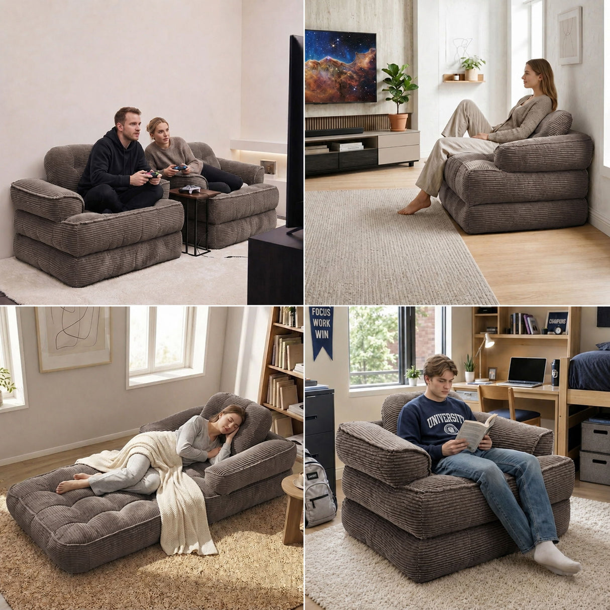 Convertible 2 In 1 Armrest Sofa For Bedroom