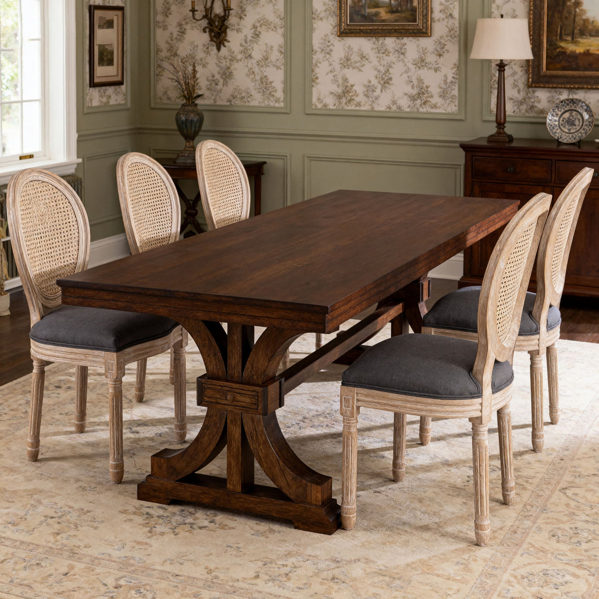 French Country Dining Chairs & Round Back (Set of 2)
