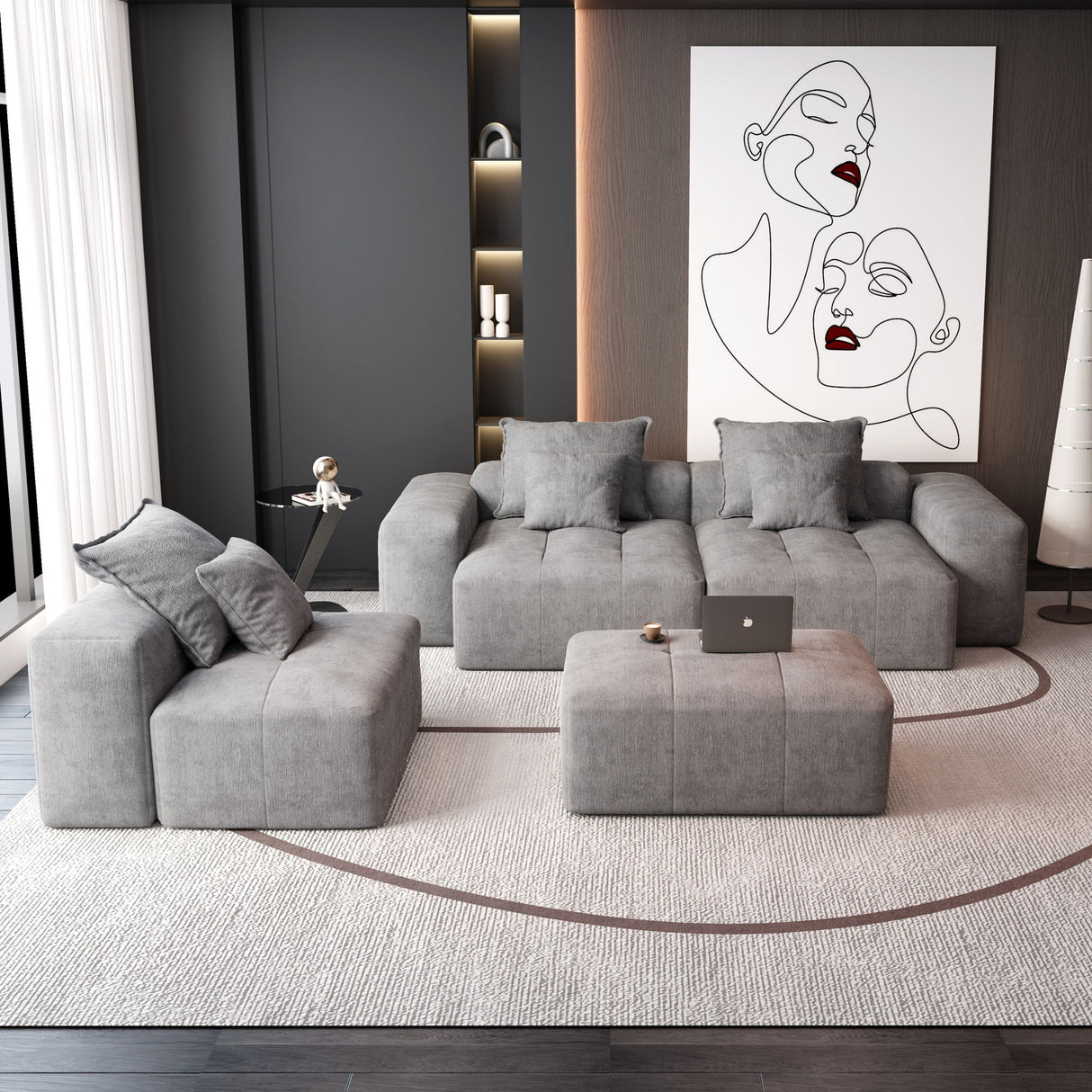Modern Oversized Diy Combination Modular Sectional Sofa With Pillows