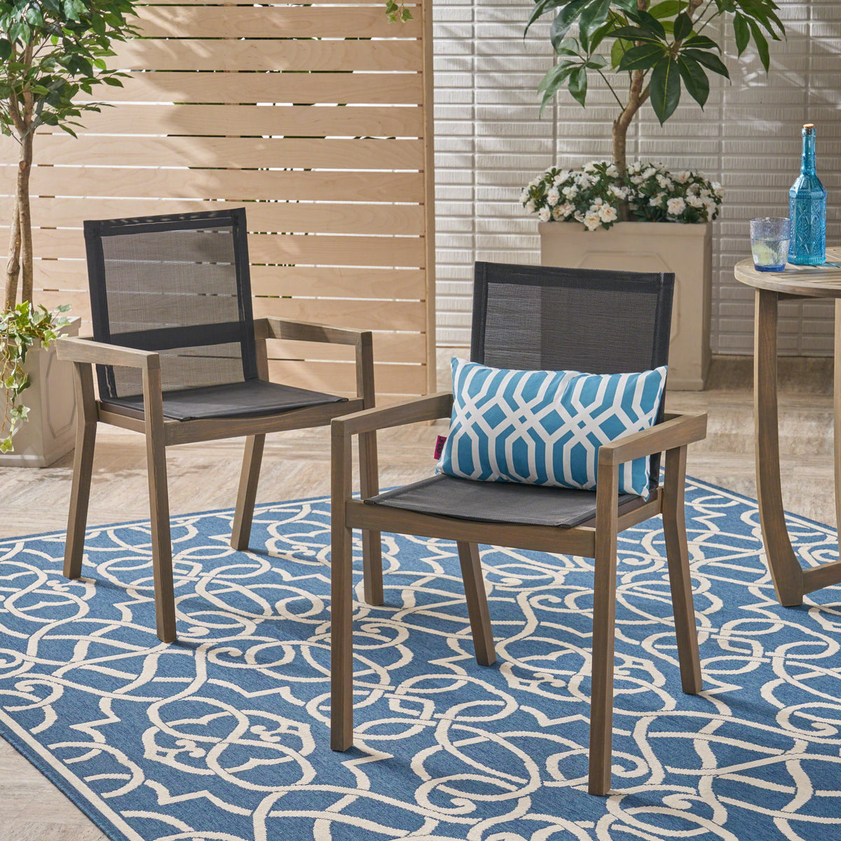Belfast - Outdoor Dining Chair (Set of 2) With Mesh And Frame - Gray