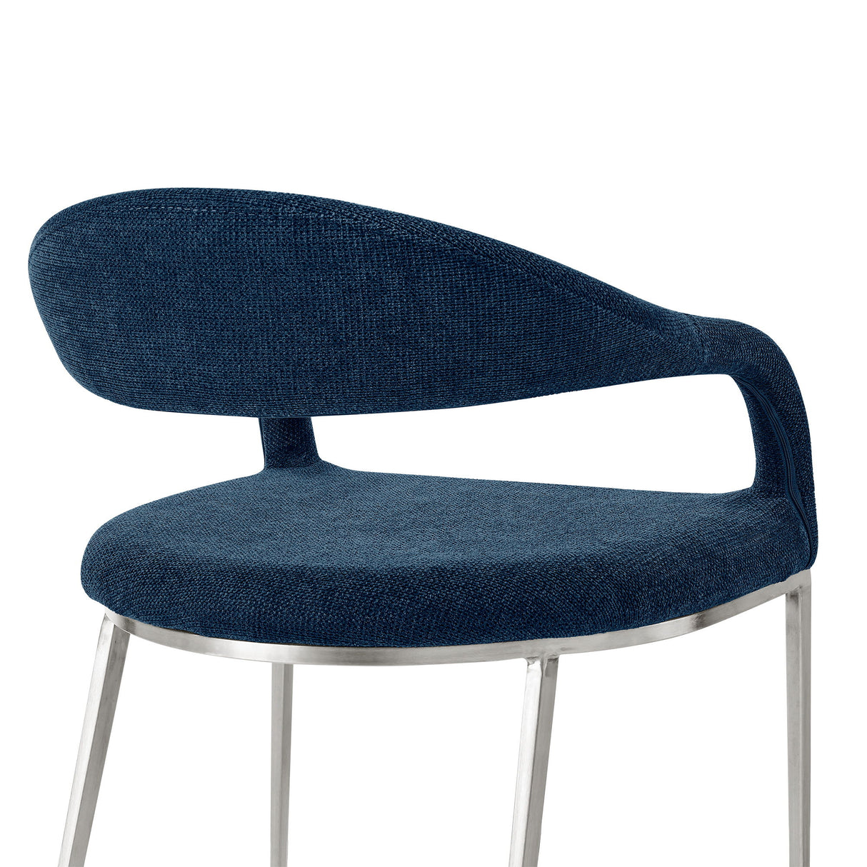 Morgan - Upholstered Dining Chair (Set of 2) - Brushed Silver / Blue