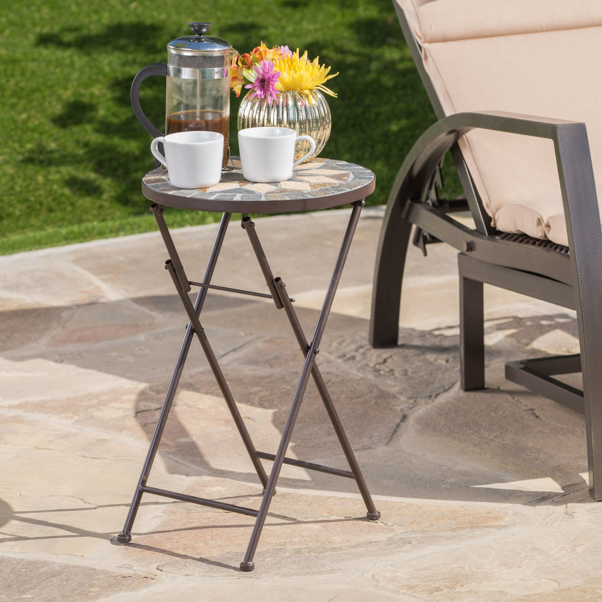 Silvester - End Table - Beige / Black