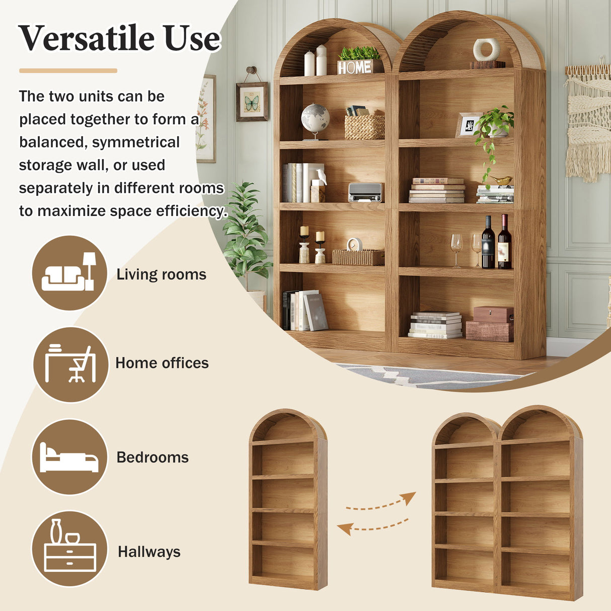 Freestanding Tall Bookshelves (Set of 2)