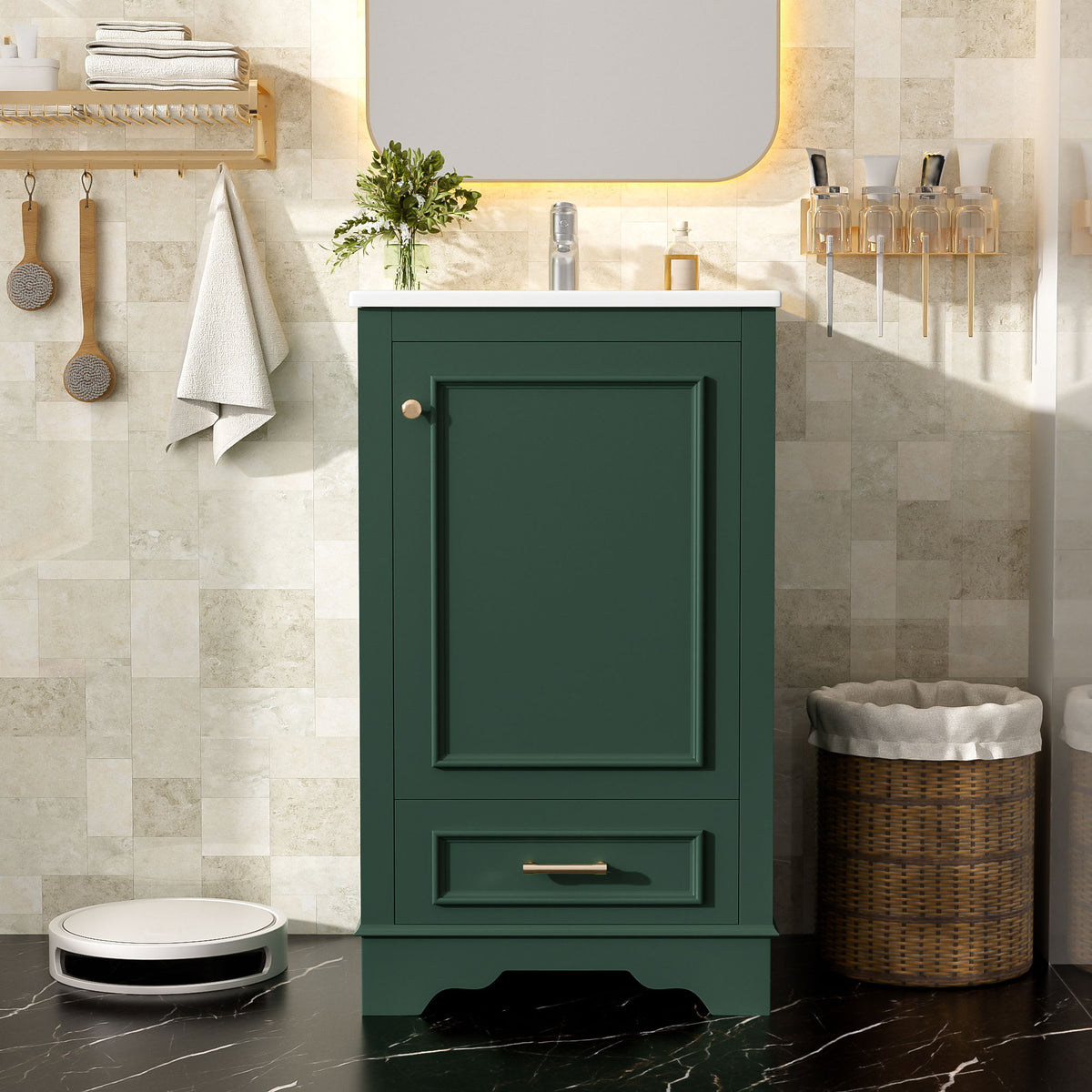 20" Bathroom Vanity With Sink, 1 Drawer, Freestanding Single Set