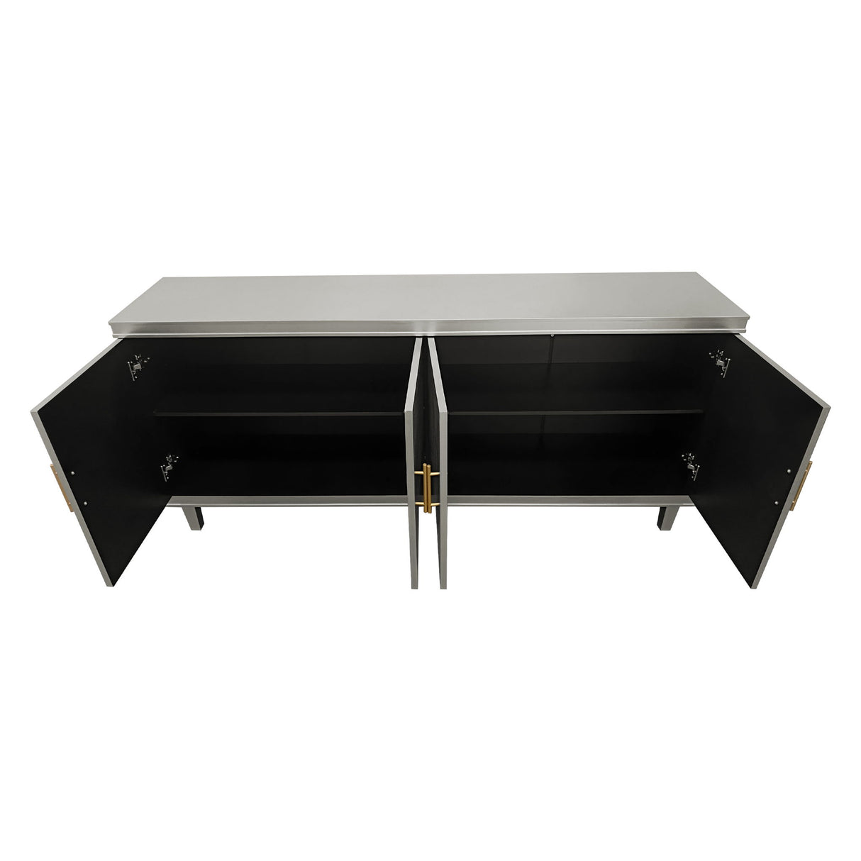 4 Door Cabinet With Adjustable Shelves, Large Storage For Living Room - Champagne