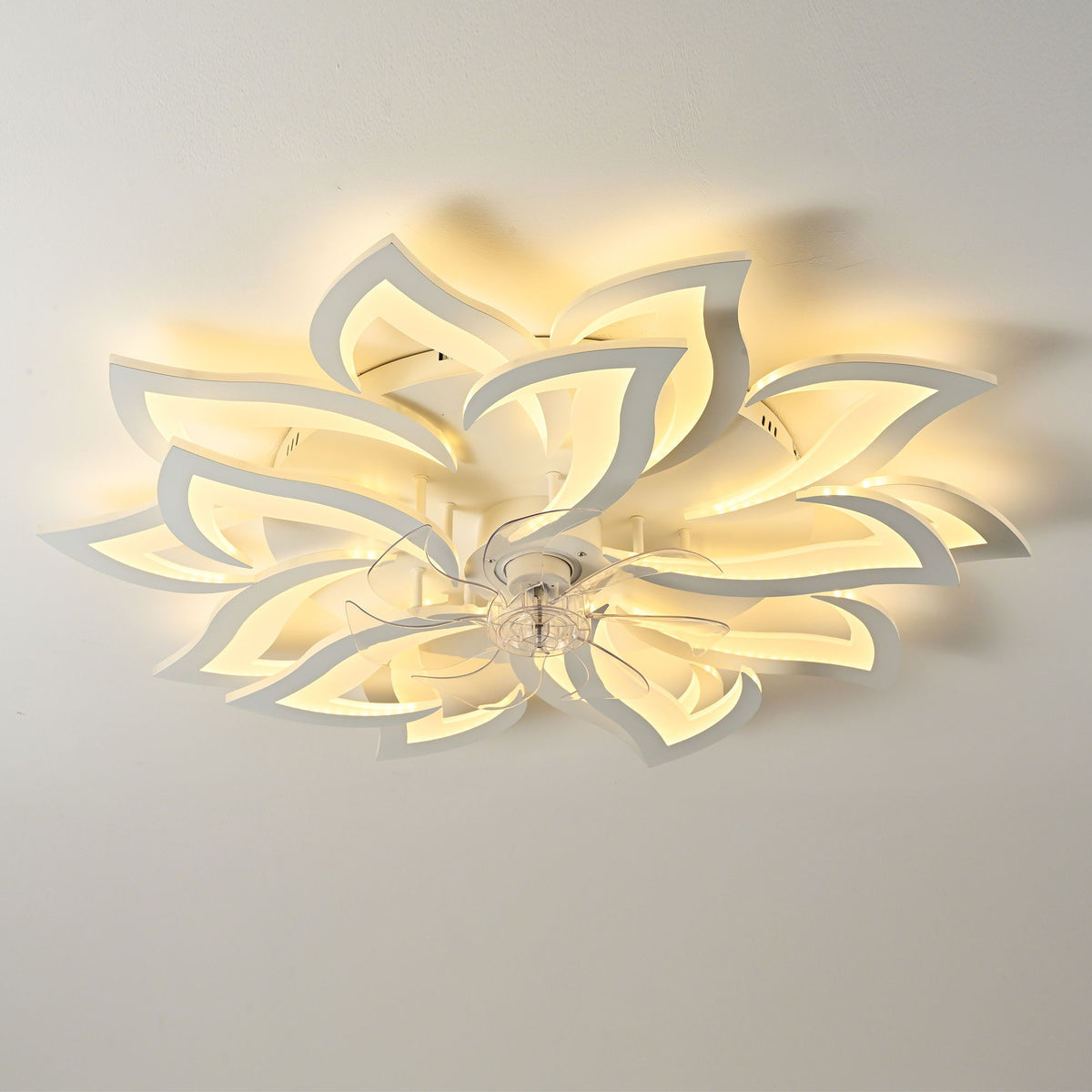 Ceiling Fan With Remote Control And Lights, 6 Speeds, 3 Color Temperatures, Low Profile Flush Mount