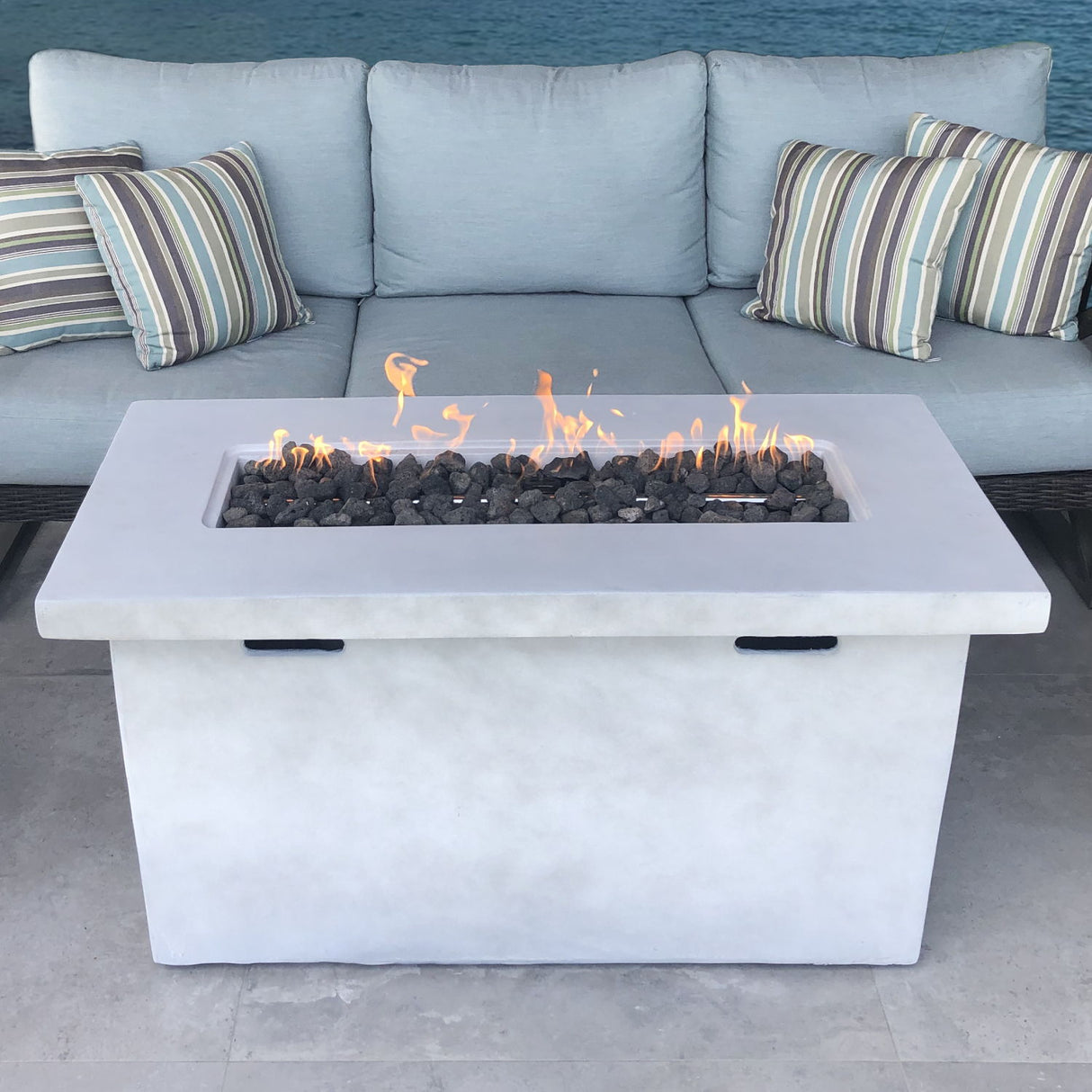 Propane Fire Pit Table Outdoor Patio Heater Reinforced Cement 42x25in