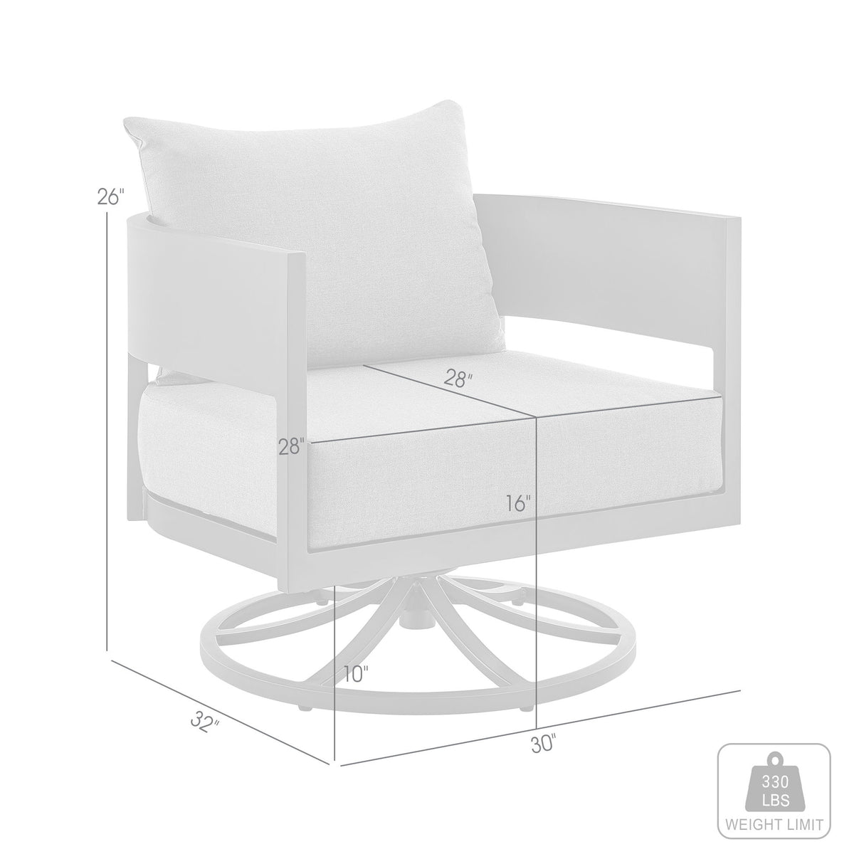 Argiope - Outdoor Patio Swivel Rocking Chair - Gray Aluminum With Cushions