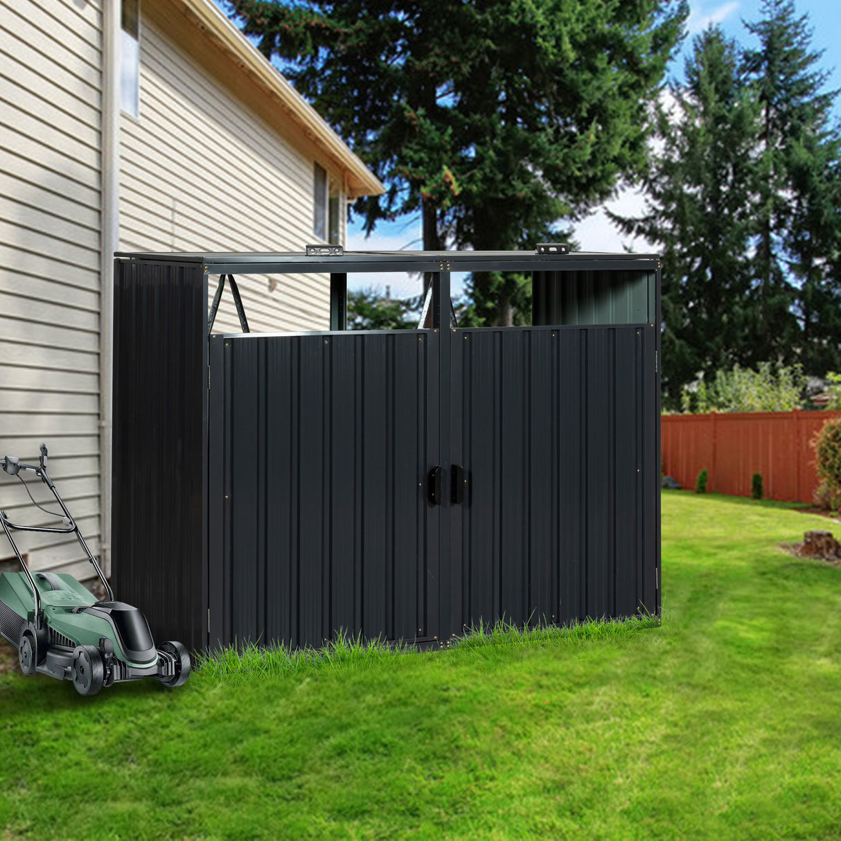Garbage Bin Shed Outdoor Storage Building Weatherproof Galvanized Steel Housing