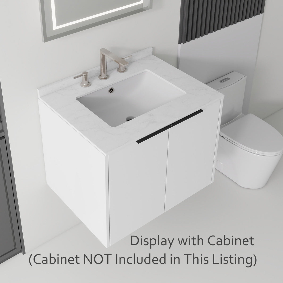 Basin Sink, 0.6" Ultra Thin Profile, Triple Faucet Holes, Sink Only