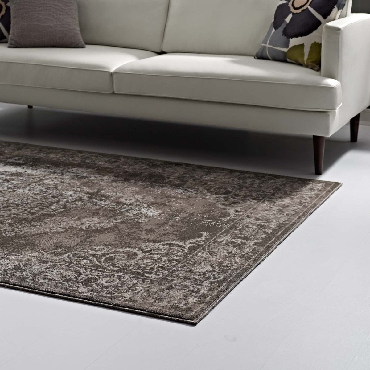 8x10 Antique Light and Dark Brown Rustic Vintage Floral Medallion Area Rug - Mats and Rugs - Alpine Outlets