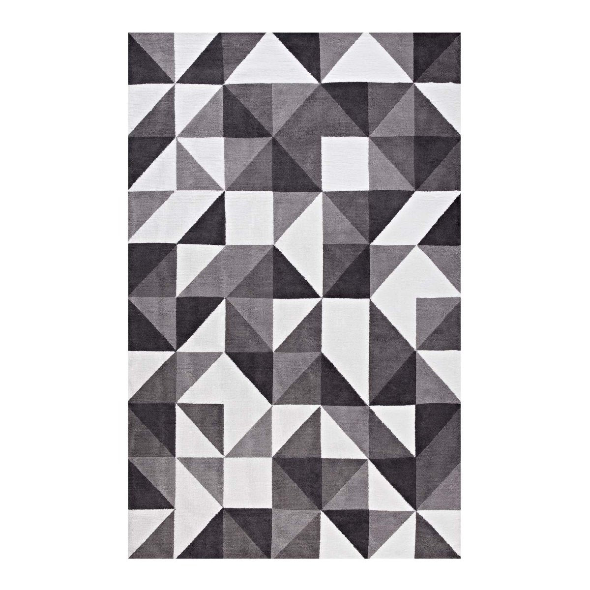 8x10 Black Gray and White Geometric Triangle Mosaic Polyester Area Rug - Mats and Rugs - Alpine Outlets