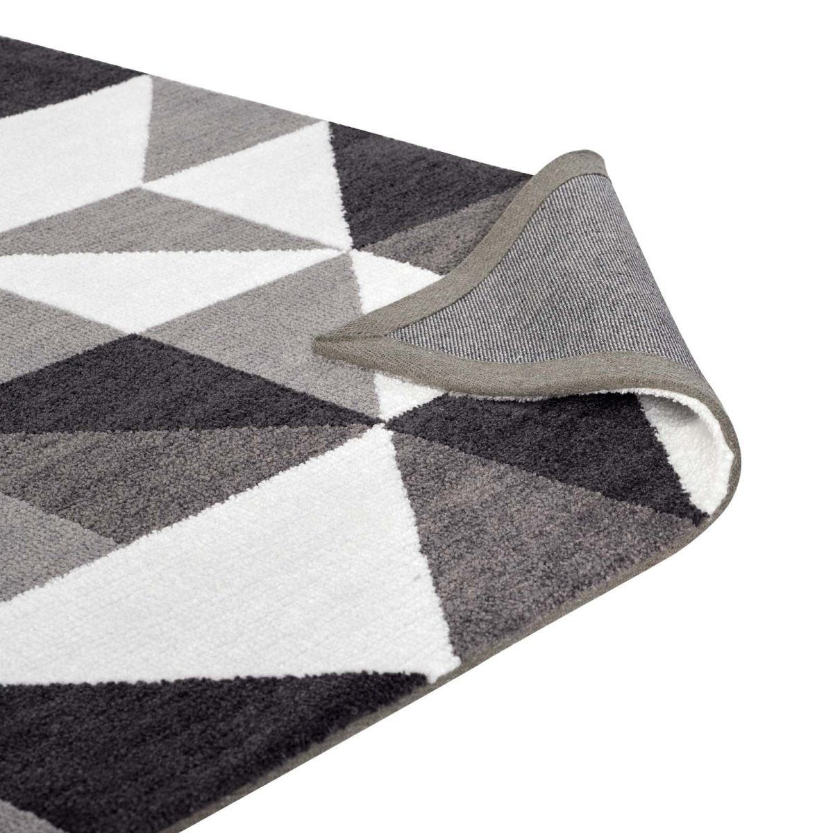 8x10 Black Gray and White Geometric Triangle Mosaic Polyester Area Rug - Mats and Rugs - Alpine Outlets