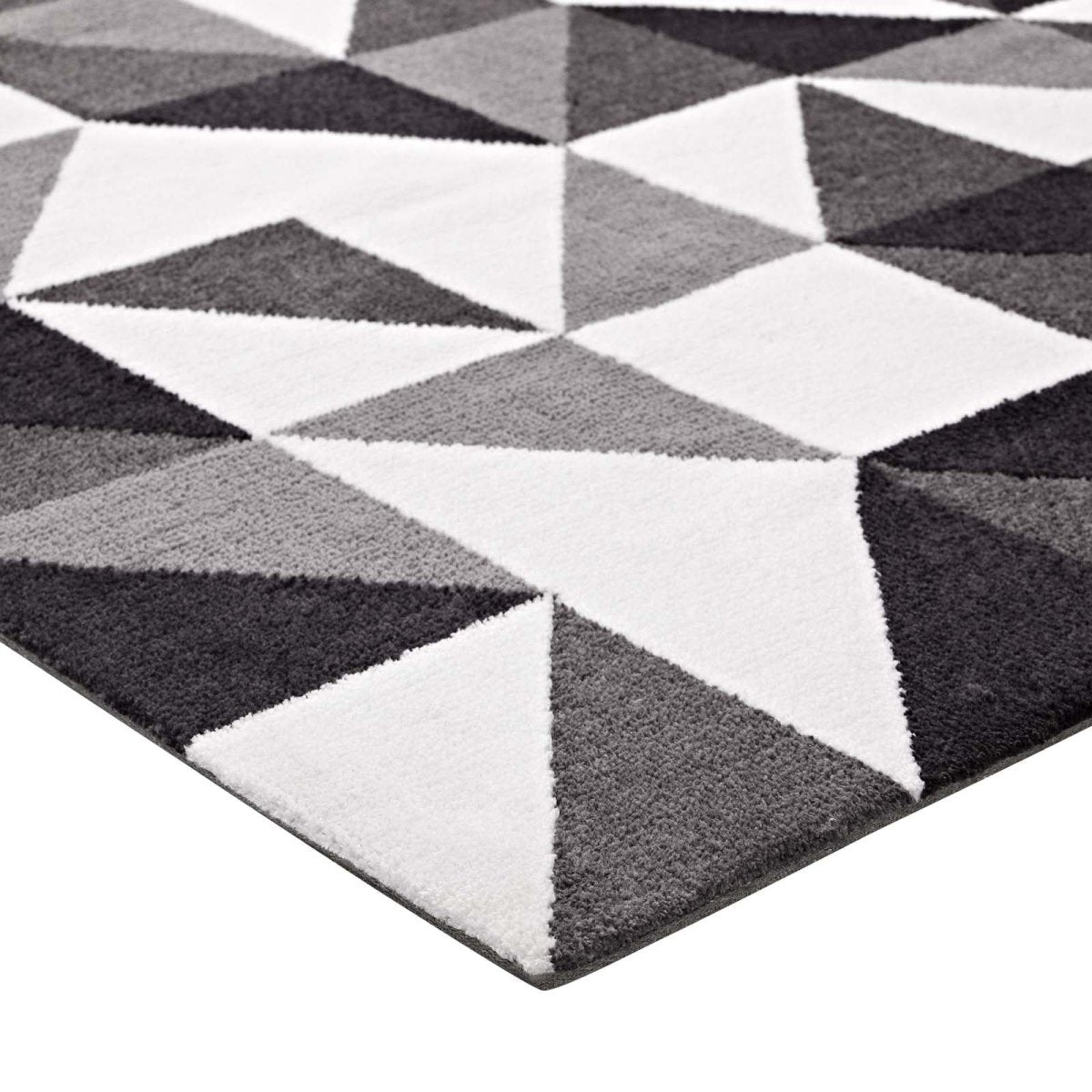 8x10 Black Gray and White Geometric Triangle Mosaic Polyester Area Rug - Mats and Rugs - Alpine Outlets