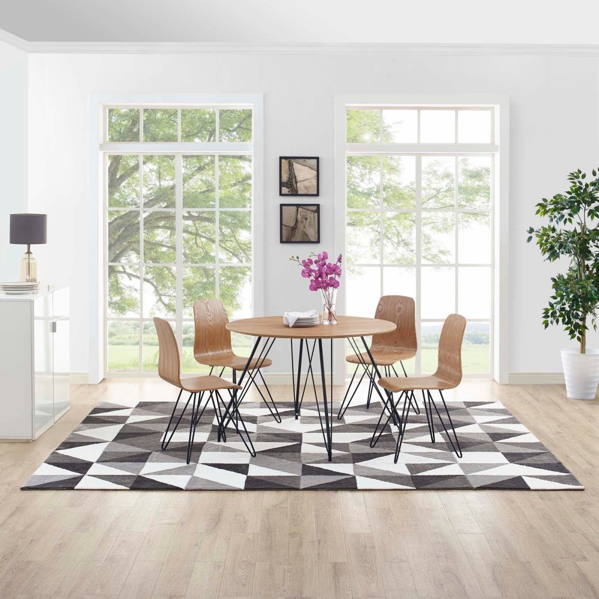 8x10 Black Gray and White Geometric Triangle Mosaic Polyester Area Rug - Mats and Rugs - Alpine Outlets
