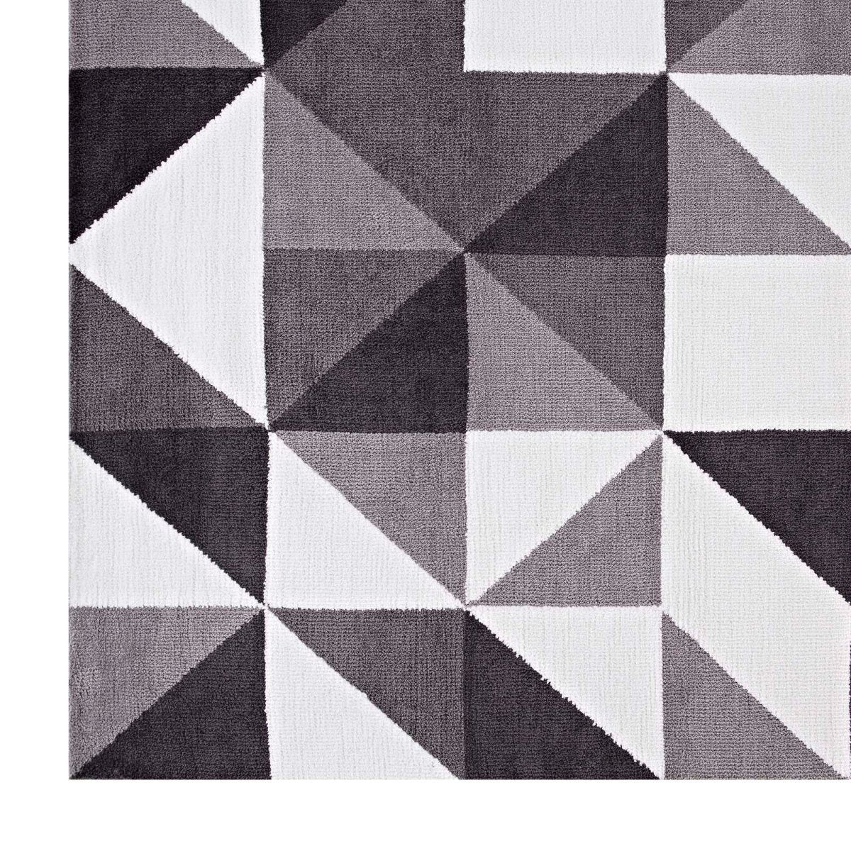 8x10 Black Gray and White Geometric Triangle Mosaic Polyester Area Rug - Mats and Rugs - Alpine Outlets