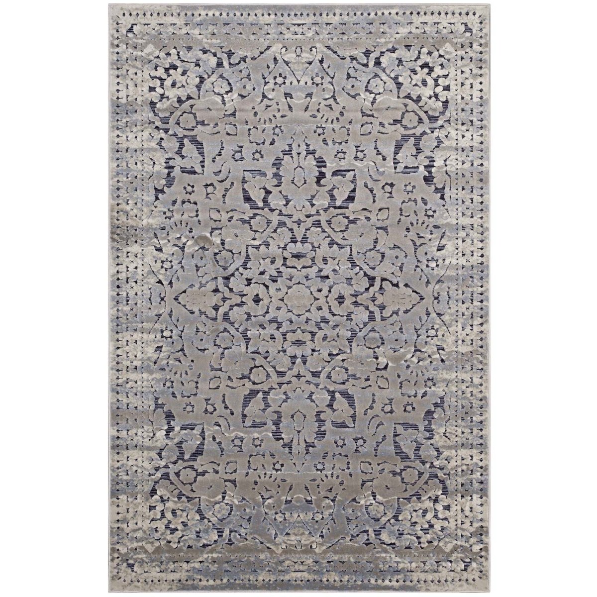 8x10 Blue Cream Distressed Vintage Turkish Area Rug - Mats and Rugs - Alpine Outlets