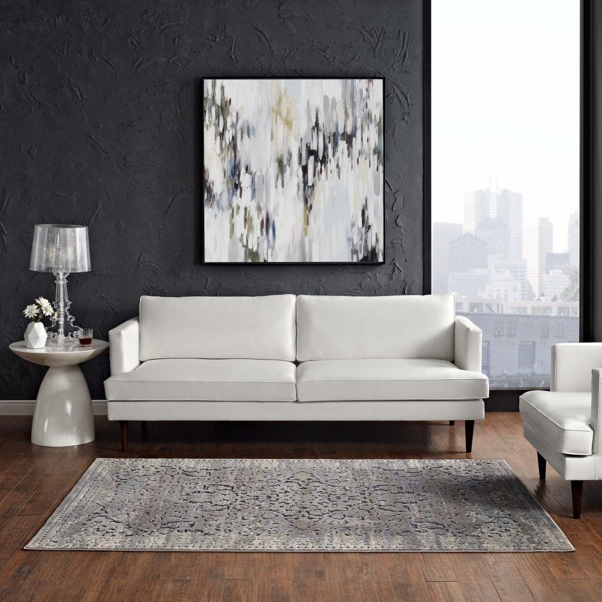 8x10 Blue Cream Distressed Vintage Turkish Area Rug - Mats and Rugs - Alpine Outlets