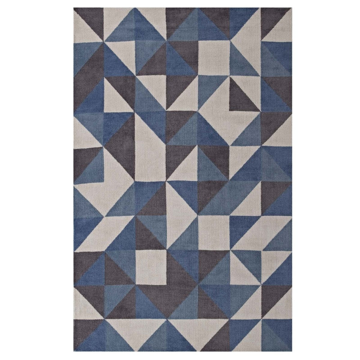8x10 Blue White and Gray Geometric Triangle Mosaic Polyester Area Rug - Mats and Rugs - Alpine Outlets
