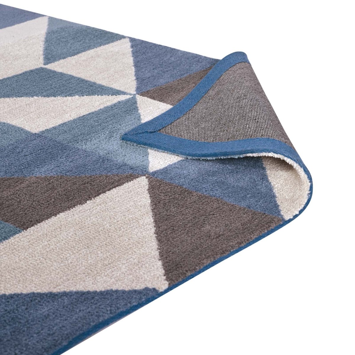 8x10 Blue White and Gray Geometric Triangle Mosaic Polyester Area Rug - Mats and Rugs - Alpine Outlets