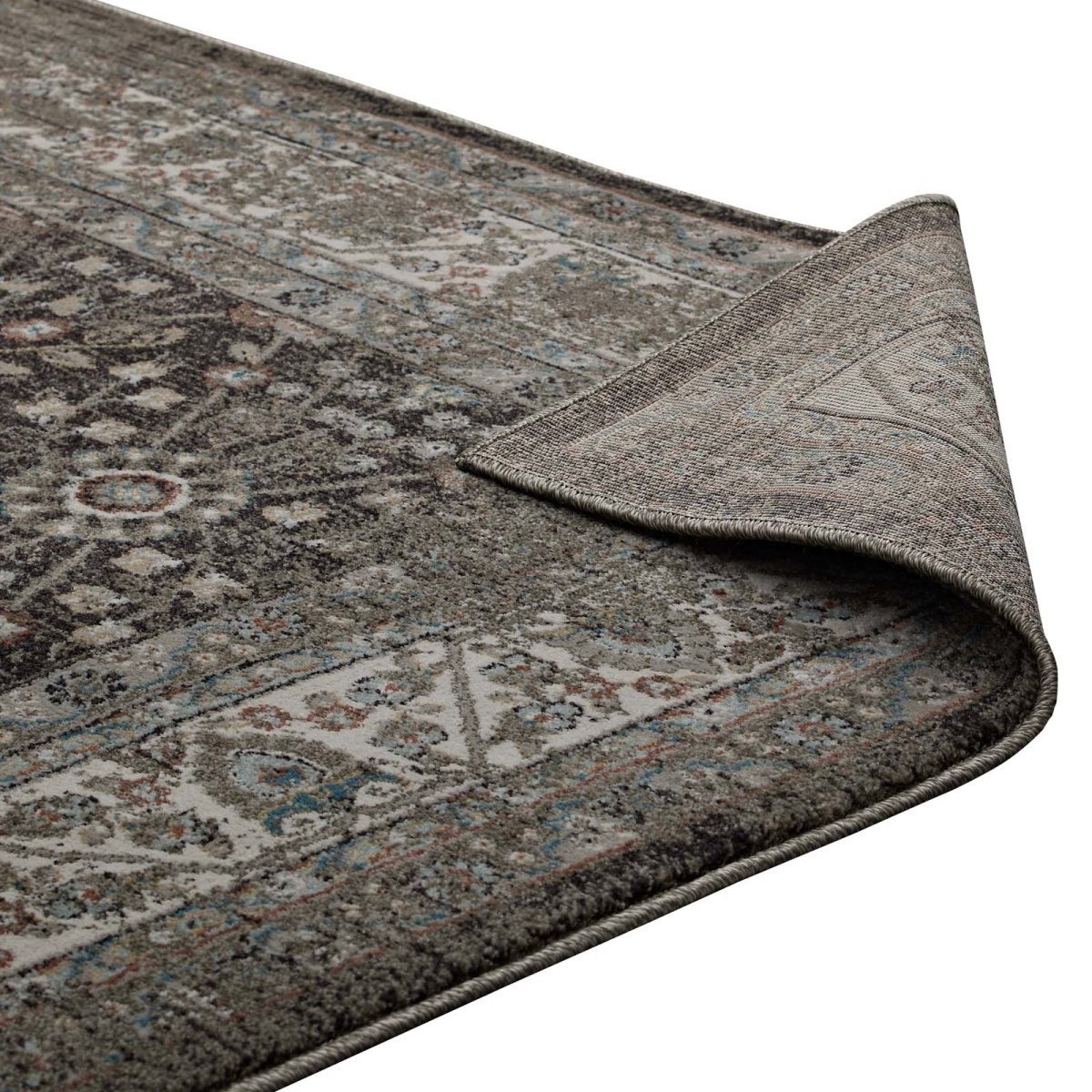 8x10 Brown and Beige Distressed Floral Lattice Area Rug - Mats and Rugs - Alpine Outlets