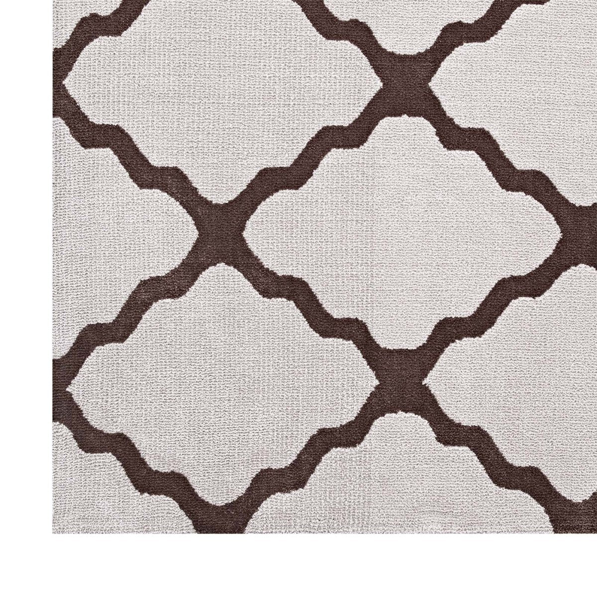 8x10 Brown and Gray Moroccan Trellis Polyester Area Rug - Mats and Rugs - Alpine Outlets