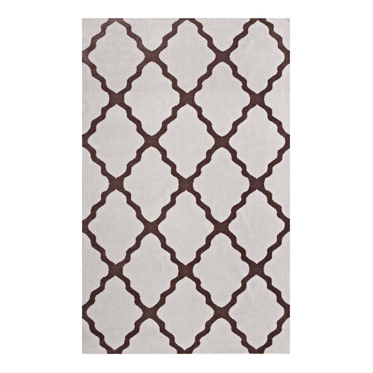8x10 Brown and Gray Moroccan Trellis Polyester Area Rug - Mats and Rugs - Alpine Outlets