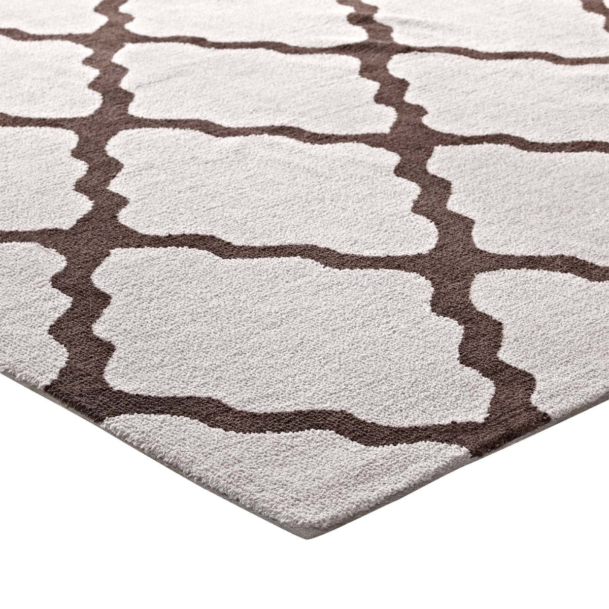 8x10 Brown and Gray Moroccan Trellis Polyester Area Rug - Mats and Rugs - Alpine Outlets