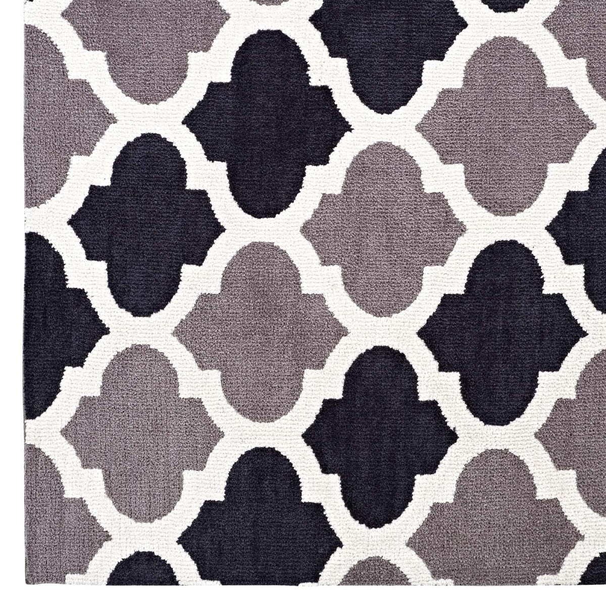 8x10 Charcoal and Black Moroccan Trellis Polyester Area Rug - Mats and Rugs - Alpine Outlets
