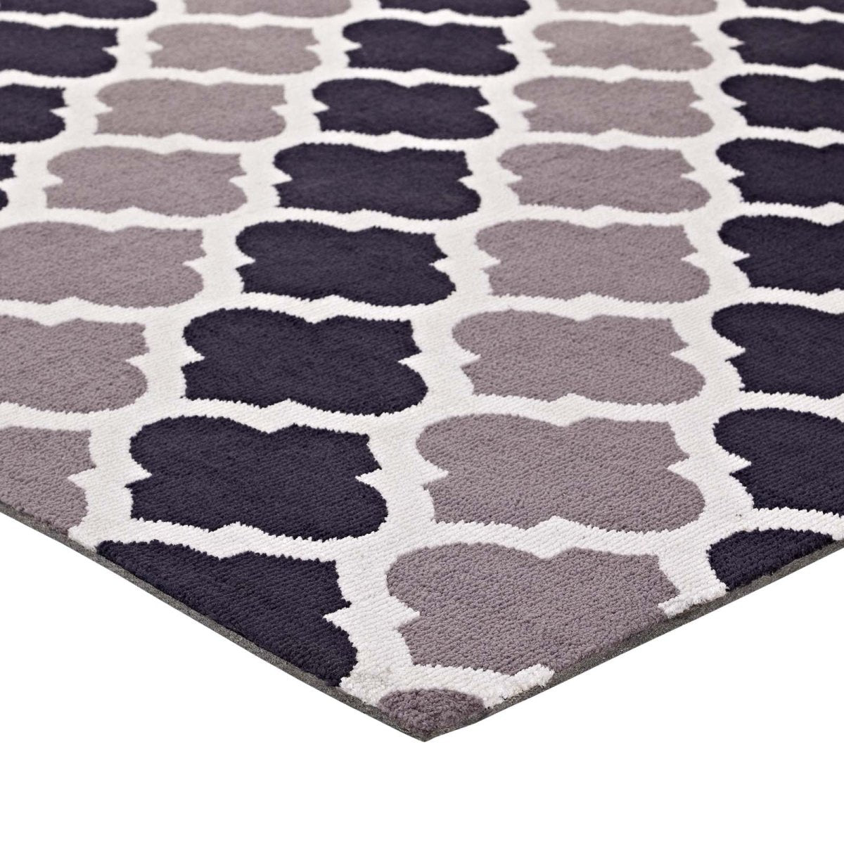 8x10 Charcoal and Black Moroccan Trellis Polyester Area Rug - Mats and Rugs - Alpine Outlets