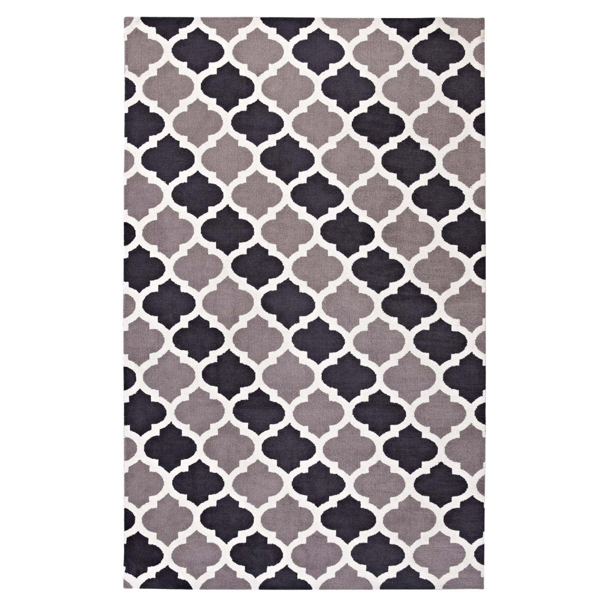 8x10 Charcoal and Black Moroccan Trellis Polyester Area Rug - Mats and Rugs - Alpine Outlets