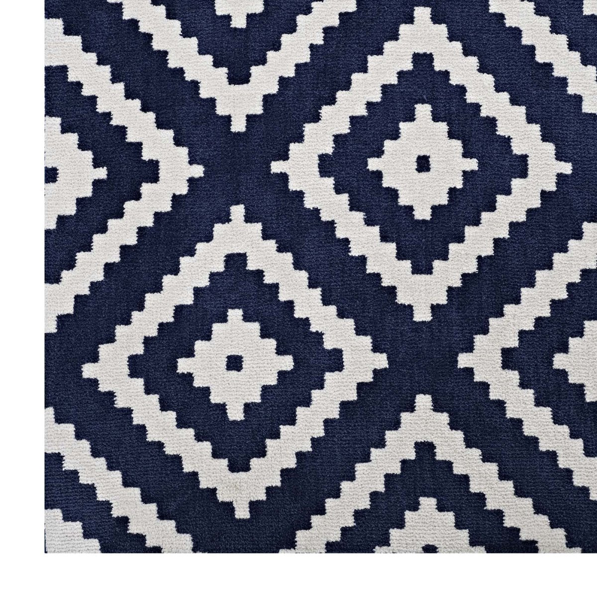 8x10 Ivory and Navy Abstract Diamond Trellis Polyester Area Rug - Mats and Rugs - Alpine Outlets