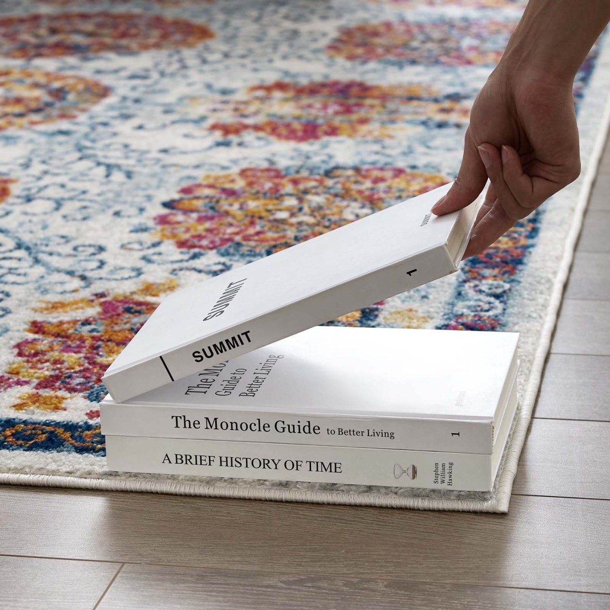 8x10 Ivory Blue Red Orange Yellow Distressed Floral Moroccan Trellis Area Rug - Mats and Rugs - Alpine Outlets