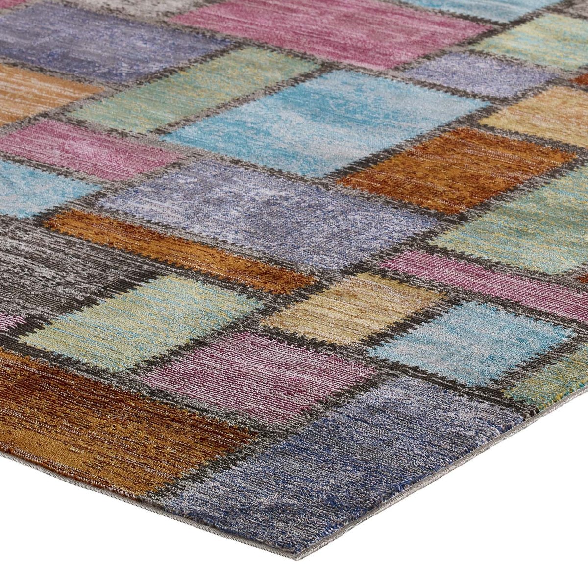 8x10 Multicolored Abstract Geometric Mosaic Area Rug - Mats and Rugs - Alpine Outlets