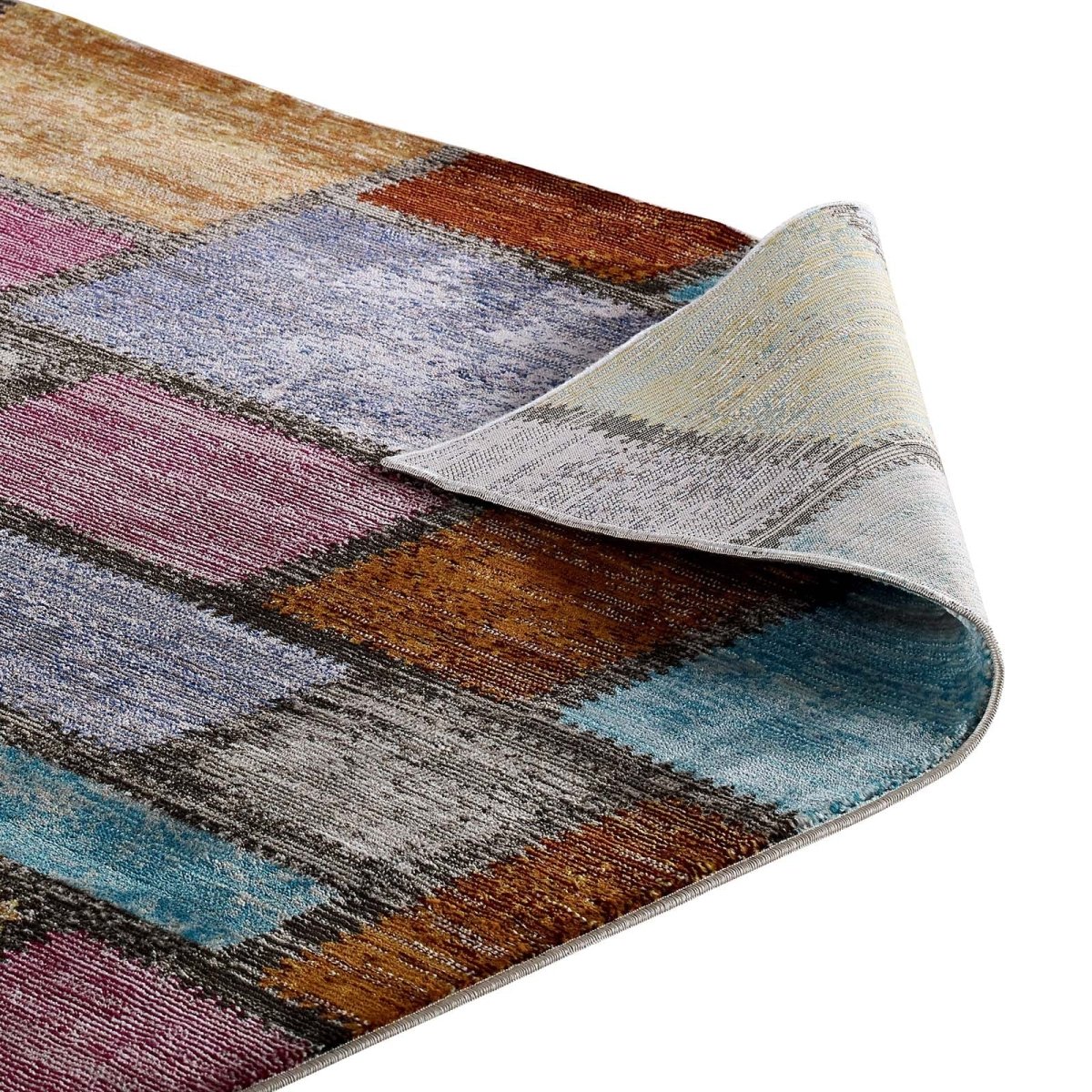 8x10 Multicolored Abstract Geometric Mosaic Area Rug - Mats and Rugs - Alpine Outlets