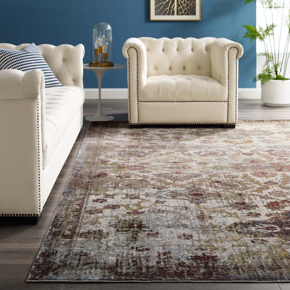 8x10 Multicolored Distressed Floral Moroccan Trellis Area Rug - Mats and Rugs - Alpine Outlets