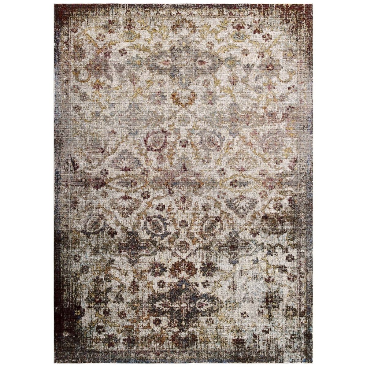 8x10 Multicolored Distressed Floral Moroccan Trellis Area Rug - Mats and Rugs - Alpine Outlets