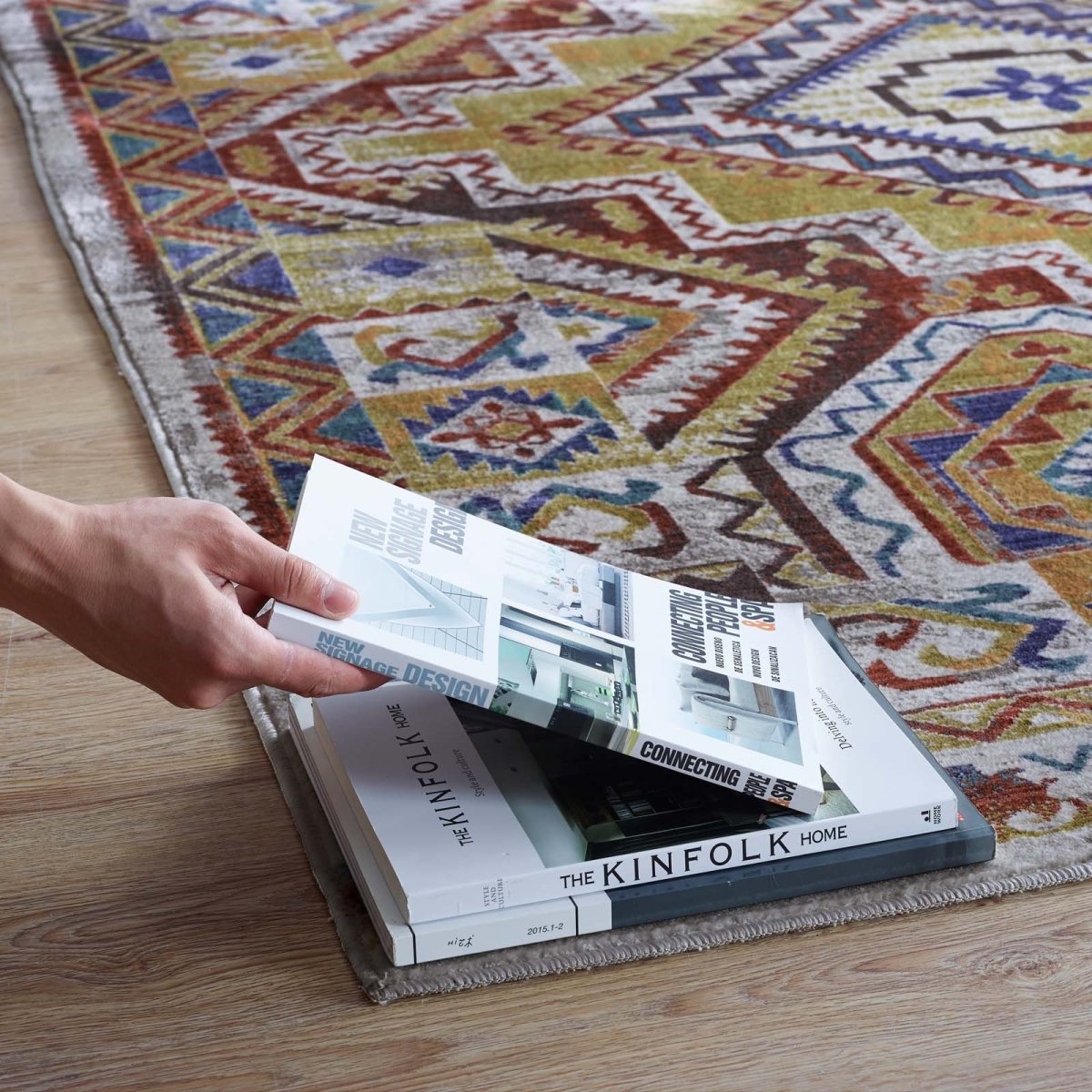 8x10 Multicolored Distressed Southwestern Aztec Polyester Area Rug - Mats and Rugs - Alpine Outlets