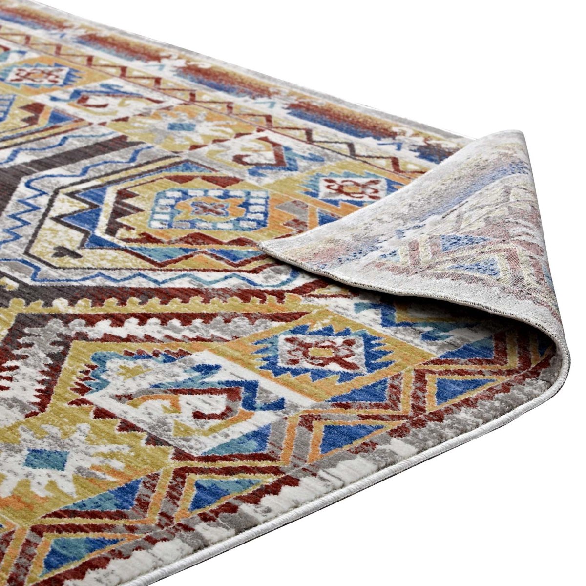 8x10 Multicolored Distressed Southwestern Aztec Polyester Area Rug - Mats and Rugs - Alpine Outlets