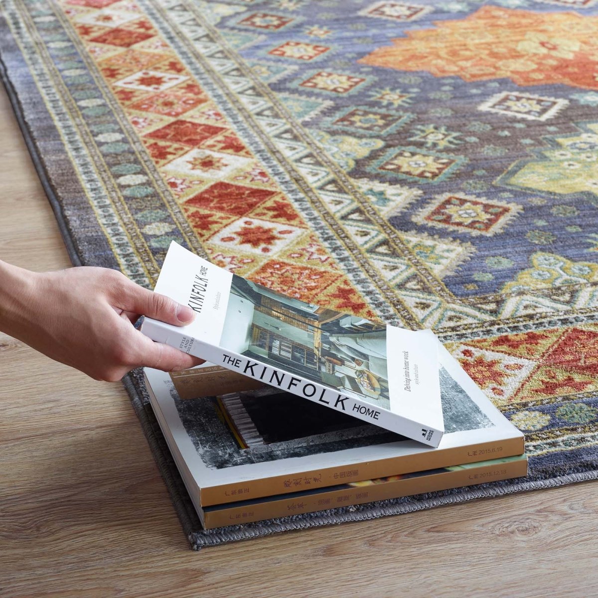 8x10 Multicolored Distressed Southwestern Diamond Floral Polyester Area Rug - Mats and Rugs - Alpine Outlets
