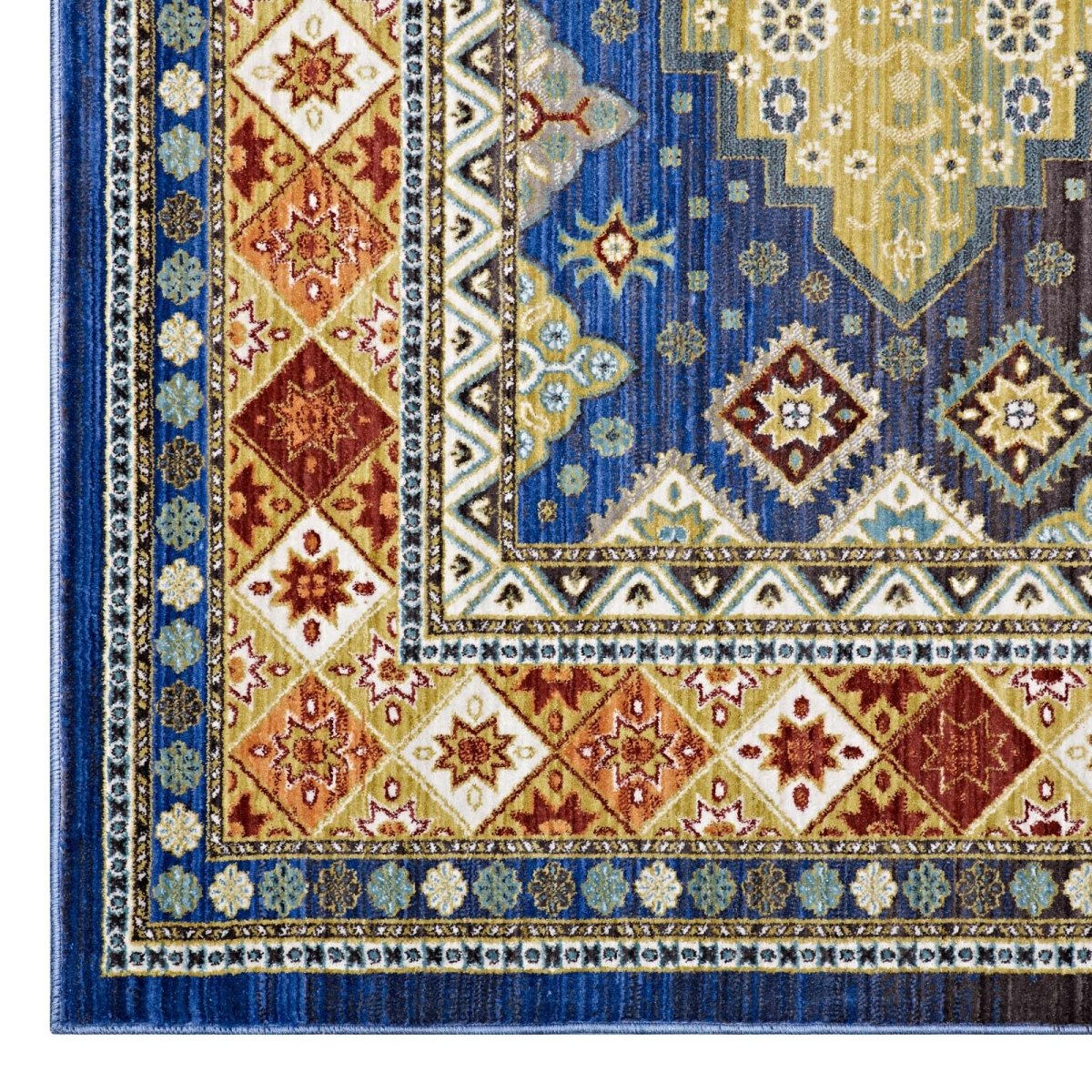 8x10 Multicolored Distressed Southwestern Diamond Floral Polyester Area Rug - Mats and Rugs - Alpine Outlets