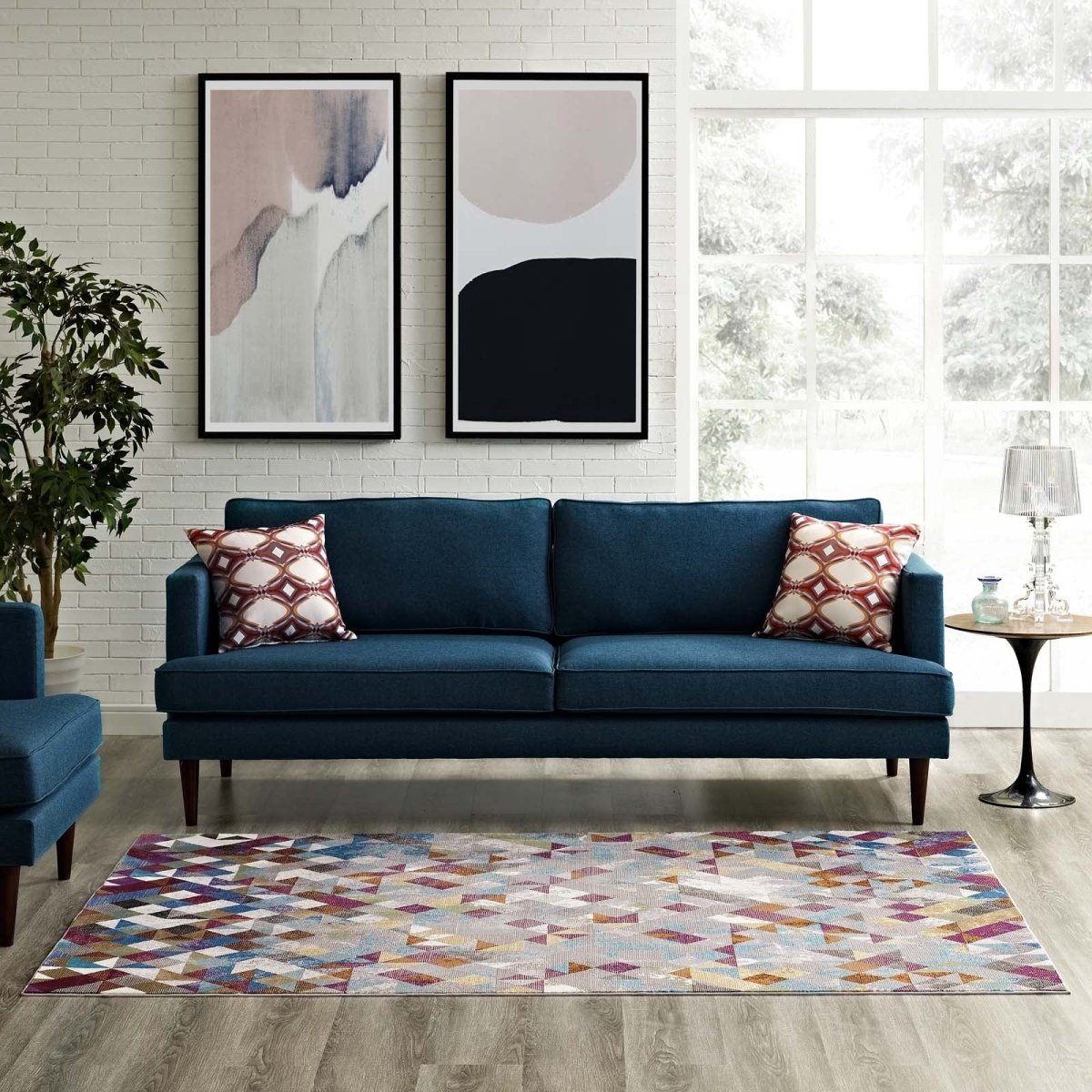 8x10 Multicolored Triangle Mosaic Geometric Area Rug - Mats and Rugs - Alpine Outlets