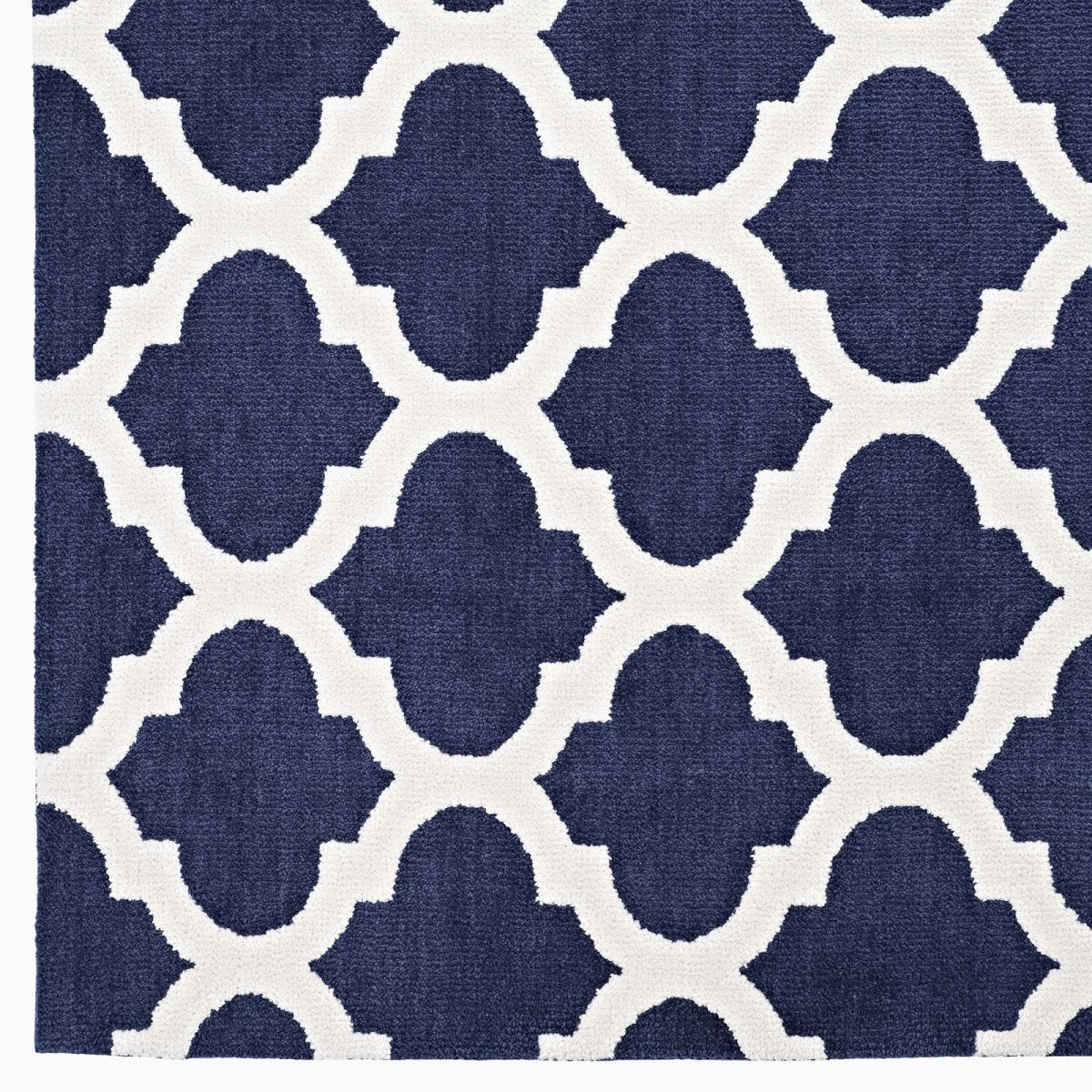 8x10 Navy and Ivory Moroccan Trellis Polyester Area Rug - Mats and Rugs - Alpine Outlets