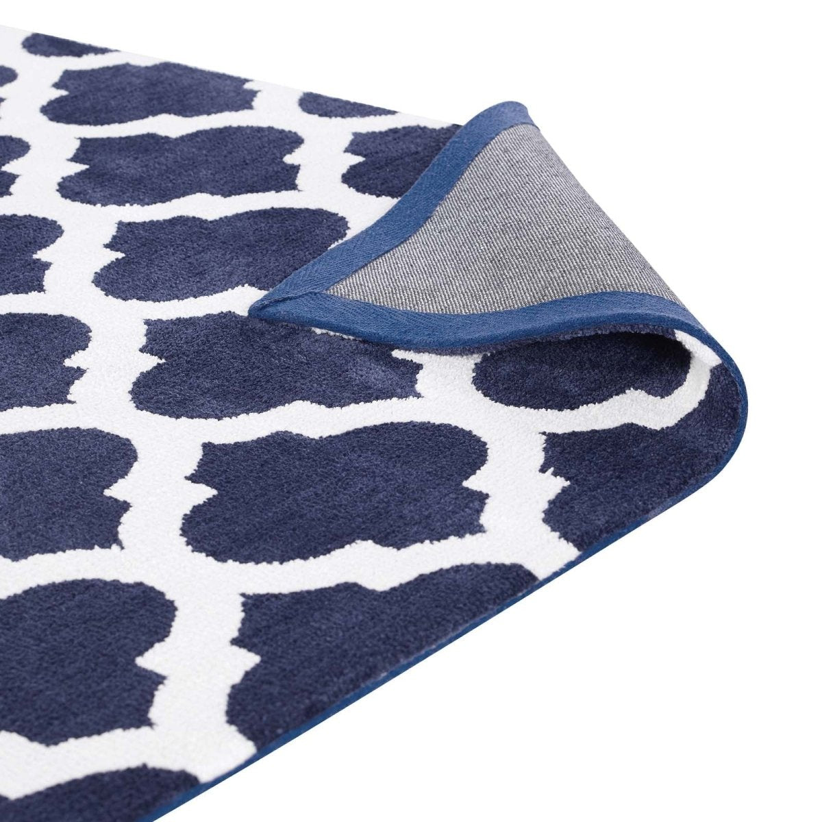 8x10 Navy and Ivory Moroccan Trellis Polyester Area Rug - Mats and Rugs - Alpine Outlets
