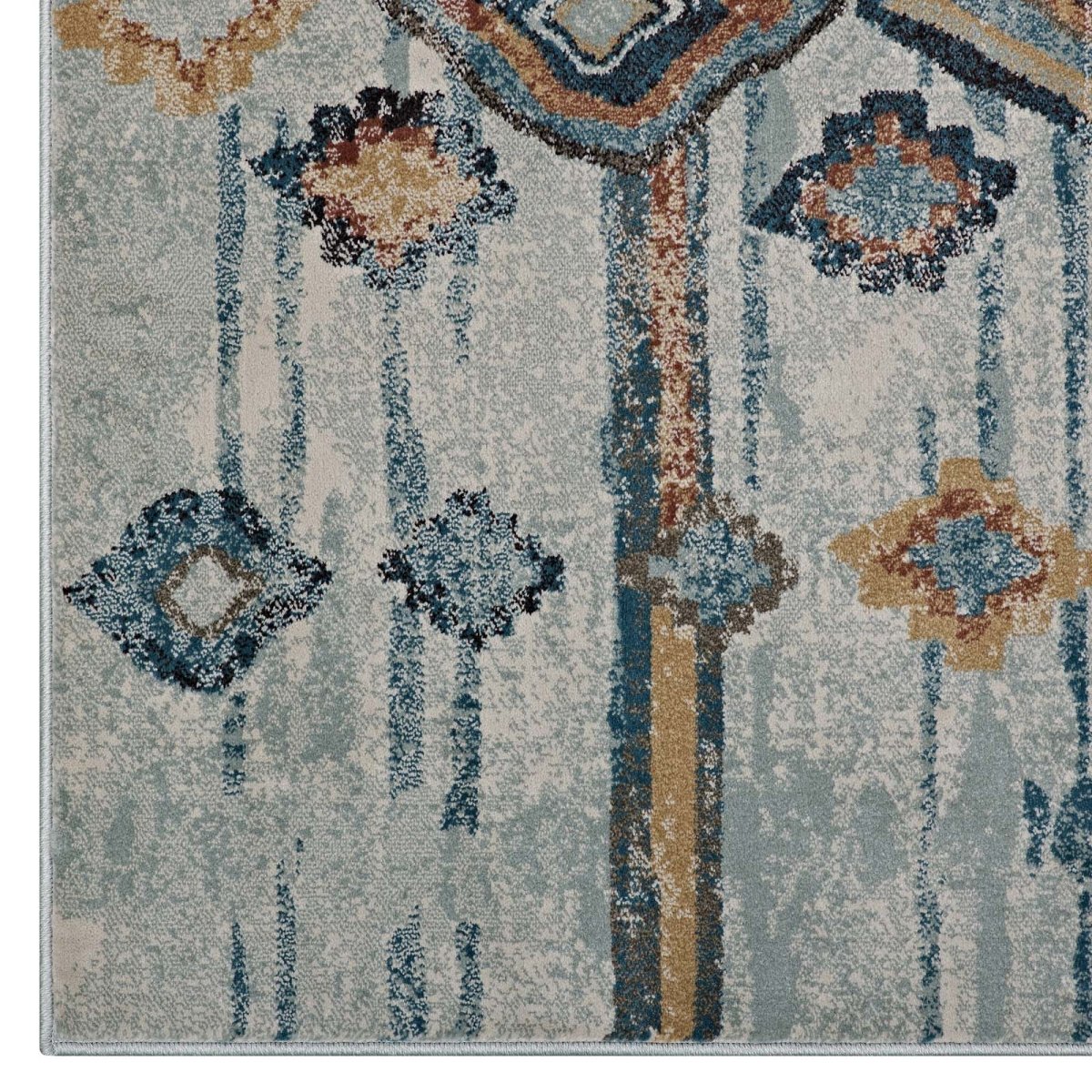 8x10 Silver Blue Beige Brown Distressed Moroccan Tribal Diamond Area Rug - Mats and Rugs - Alpine Outlets