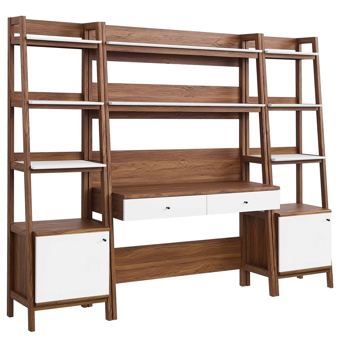 90" Tiered Wood Office Desk and 21" Bookshelf Set - 3 - Piece Workspace - Bookcases available at Alpine Outlets in Denver
